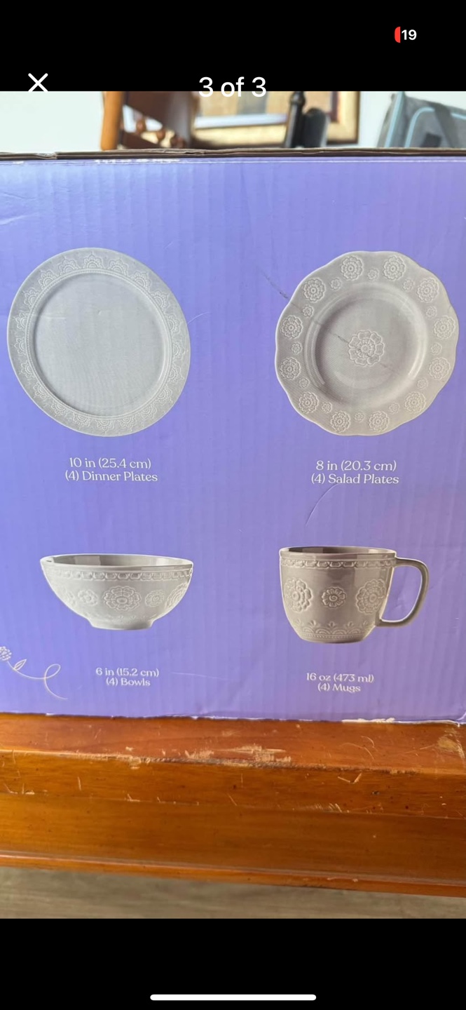 Wild Sage Sana Medallion Grey 16-Piece Dinnerware Set - photo 3