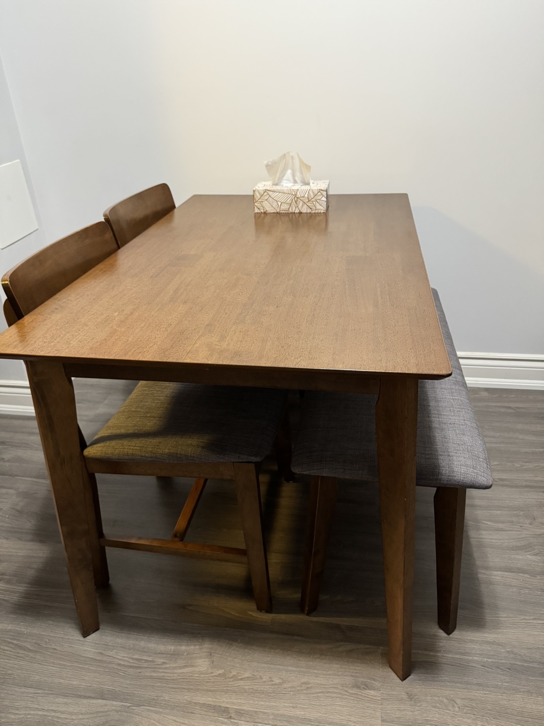 Dining table set with bench and chairs