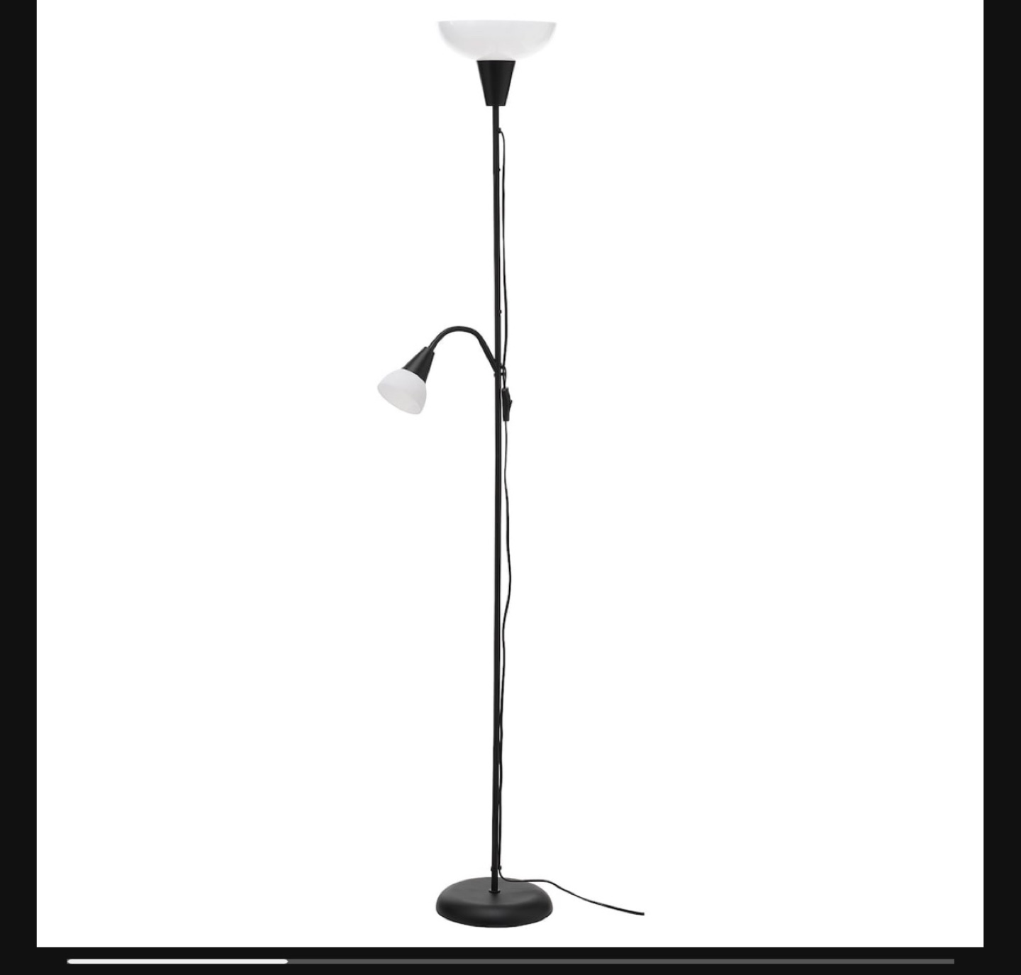 Black Floor Lamp with Reading Light