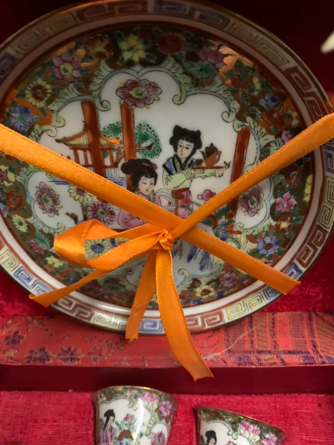 Vintage Miniature Porcelain Chinese Tea Set with Box image indicator(4)