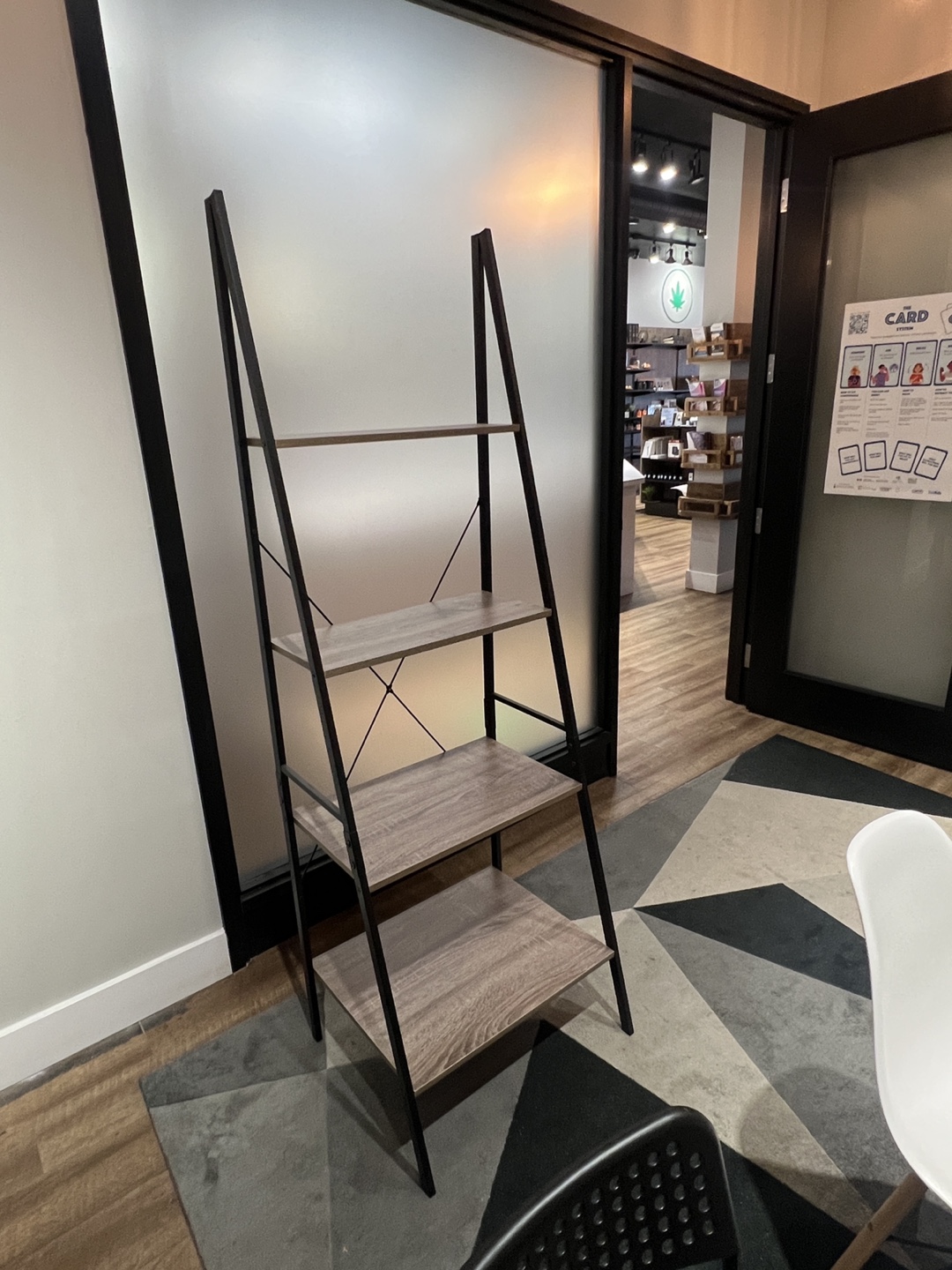 Black Metal and Wood Ladder Shelf - photo 3