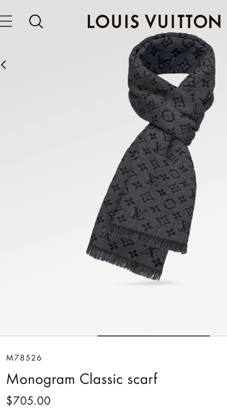 Louis Vuitton Monogram Classic Scarf. Authentic with receipt&box image indicator(2)