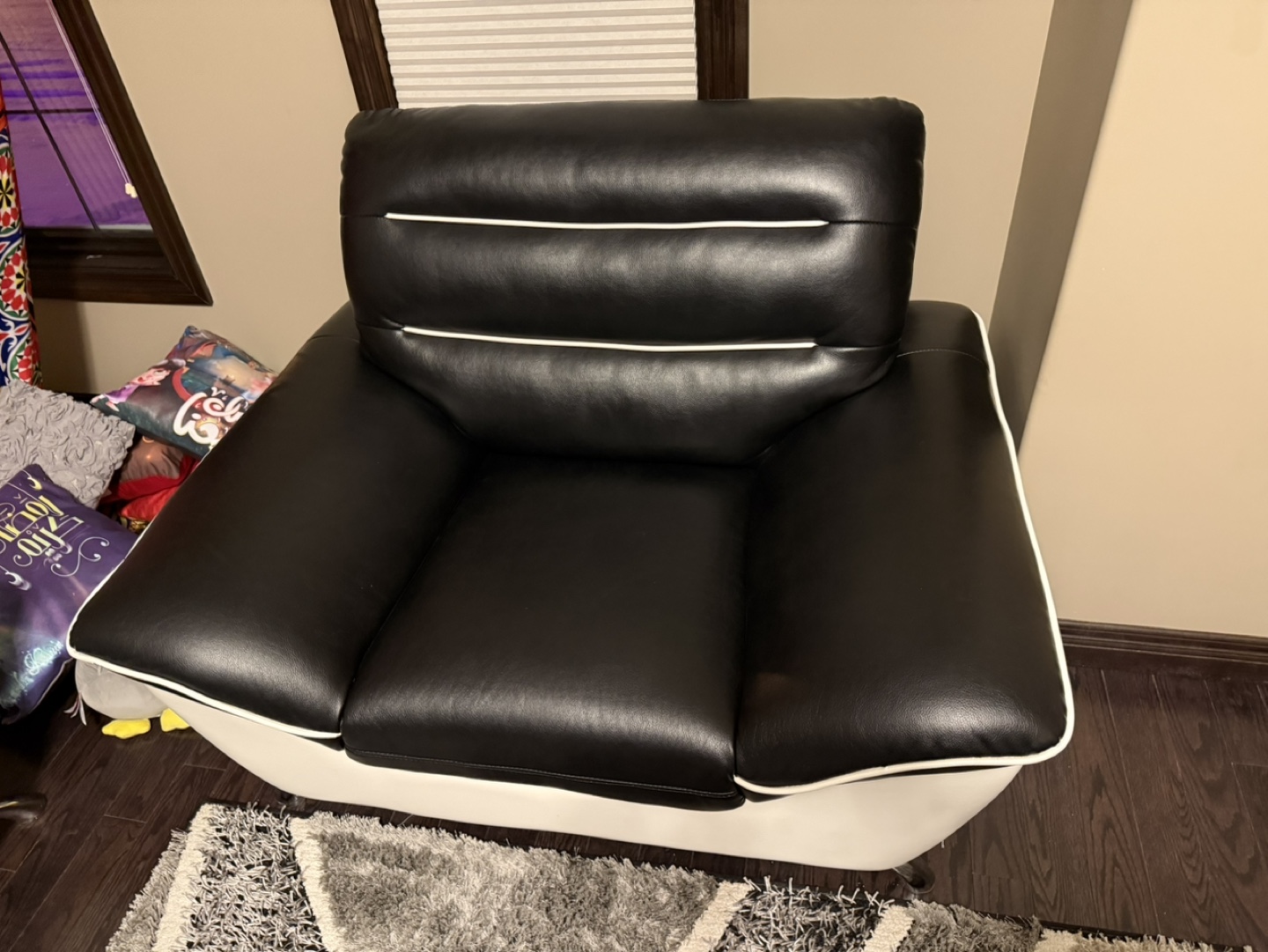 Black and White Leather Sofa and Armchair Set - photo 3
