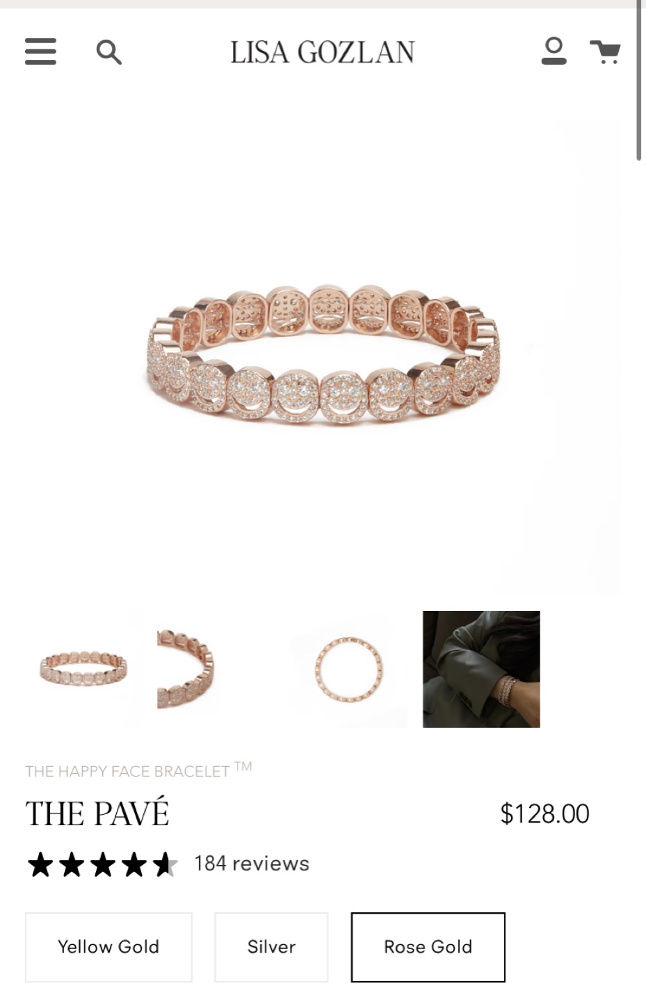 Lisa Gozlan The Happy Face Pavé Bracelet in Rose Gold