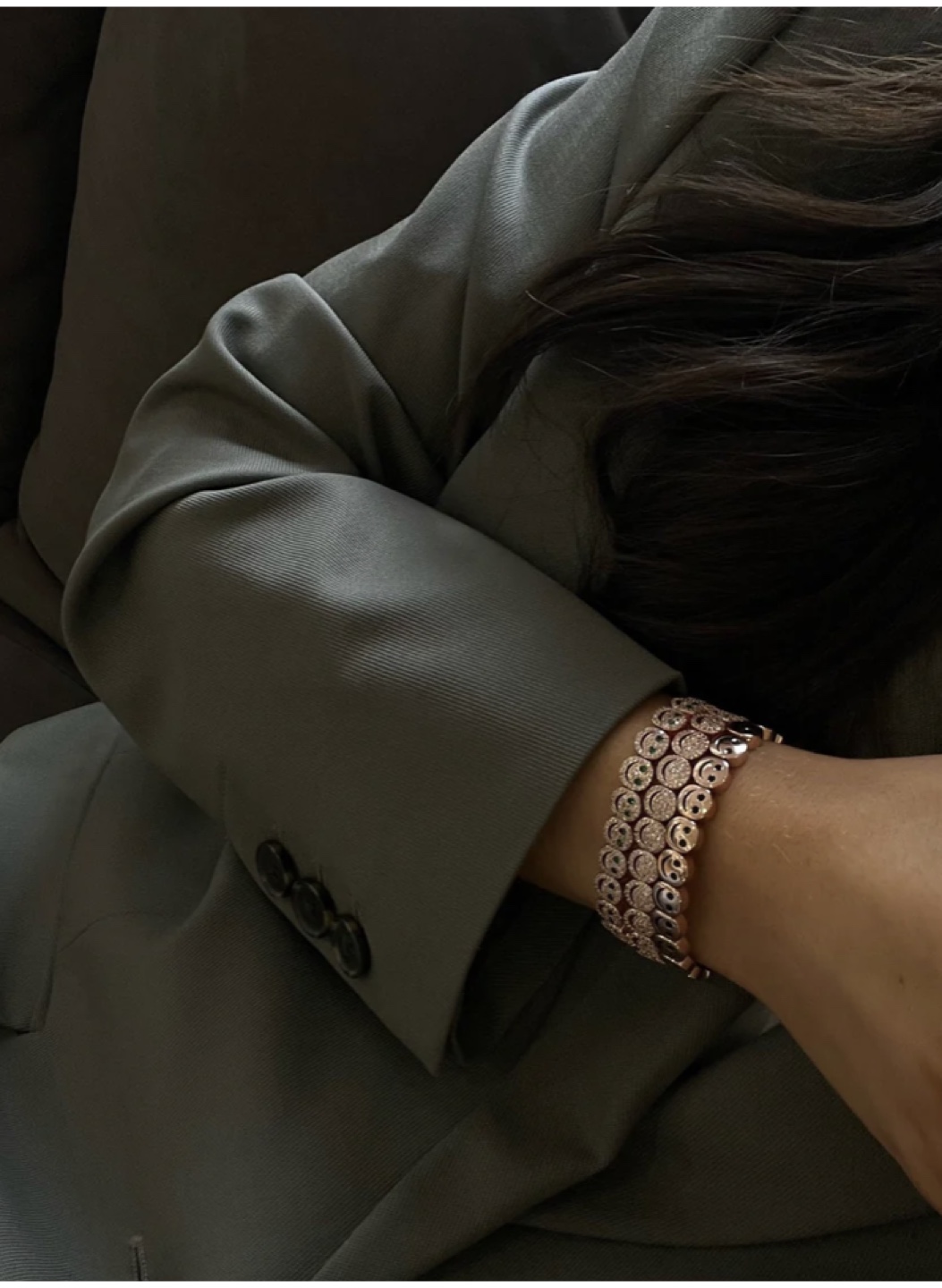 Lisa Gozlan The Happy Face Pavé Bracelet in Rose Gold - photo 3