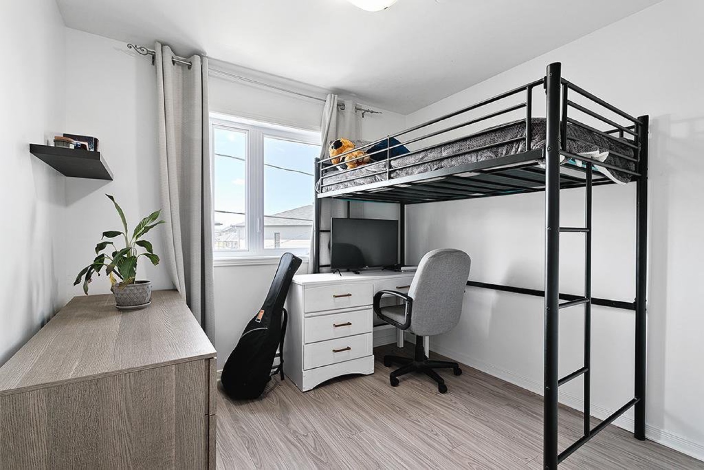Black Metal Loft Bed Frame - photo 2