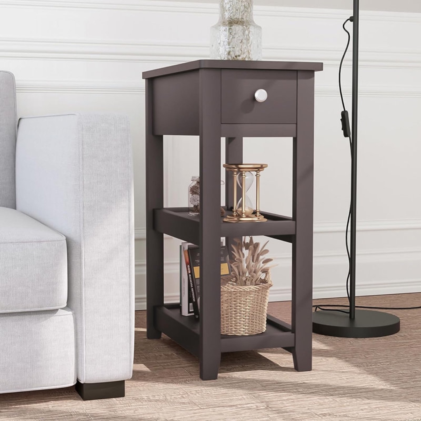 Side Table with Drawer and Shelves - photo 4