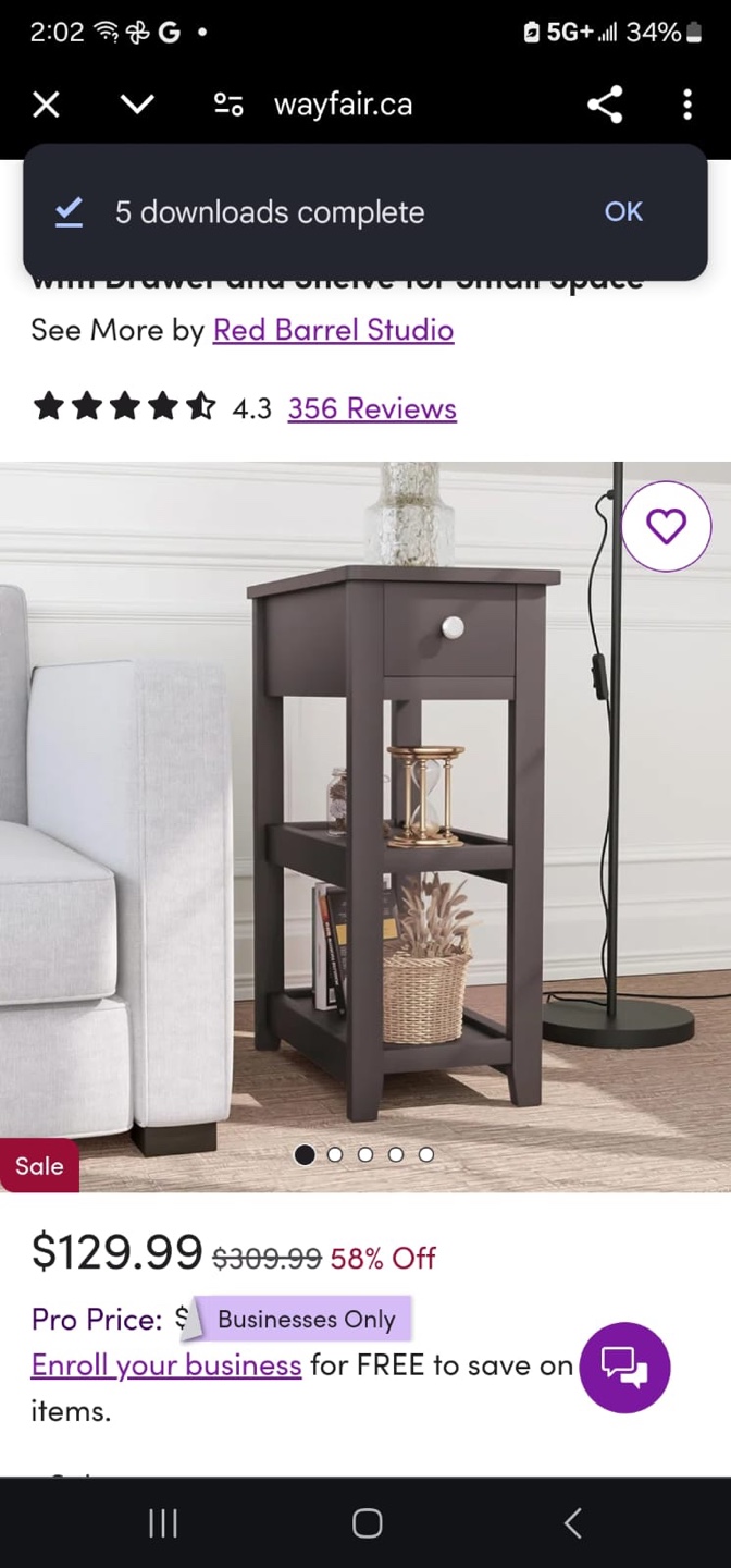 Side Table with Drawer and Shelves