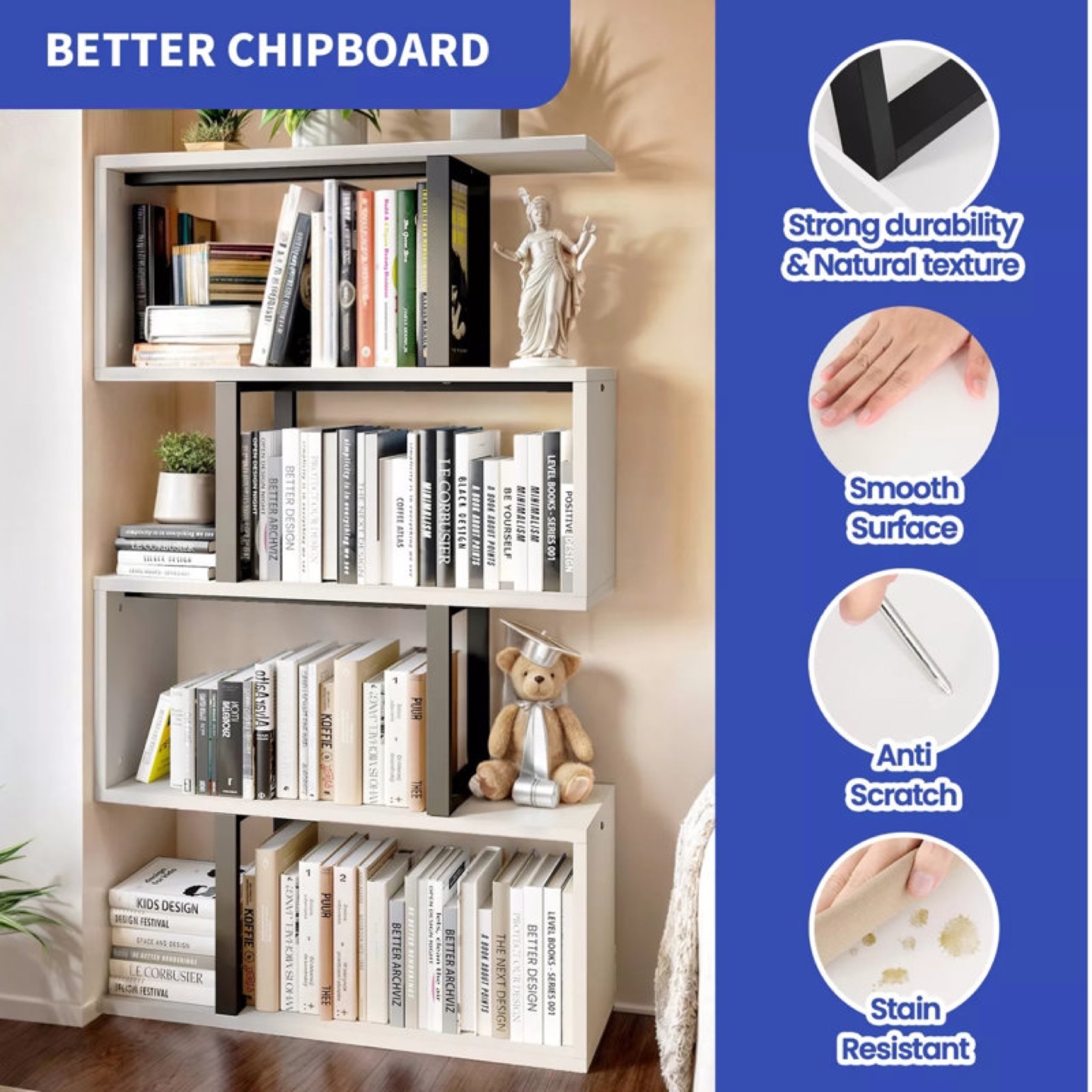 White and Black Bookshelf