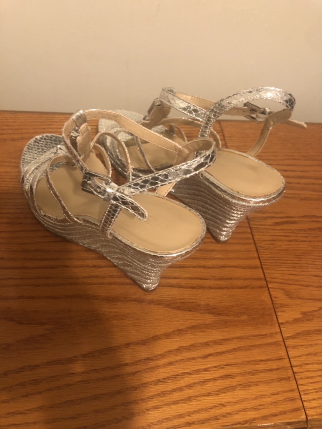Silver Wedge Sandals with Rhinestones - photo 2