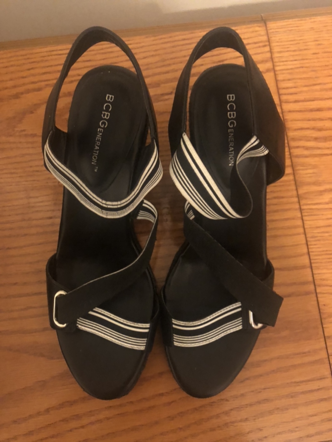 BCBG Generation Black and White Wedge Sandals - photo 2