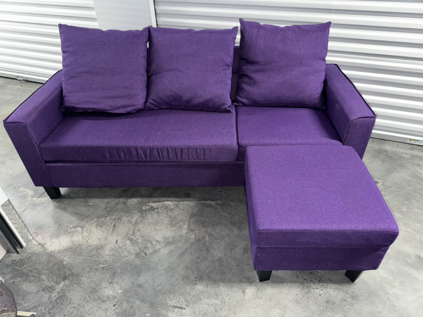 Purple Sectional Sofa with Ottoman