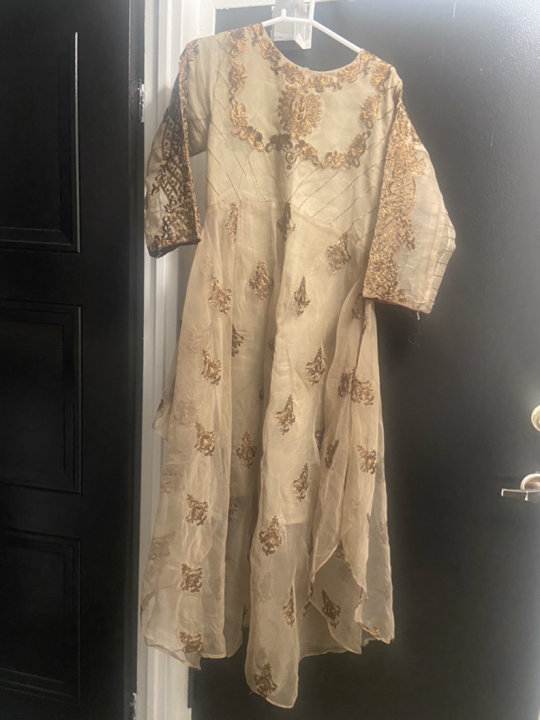 Beige Embroidered Dress 2 pieces