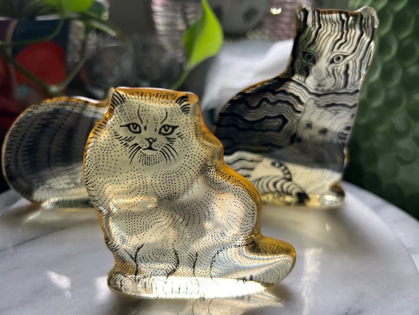 Vintage Lucite Cat Figurines x3 image indicator(2)