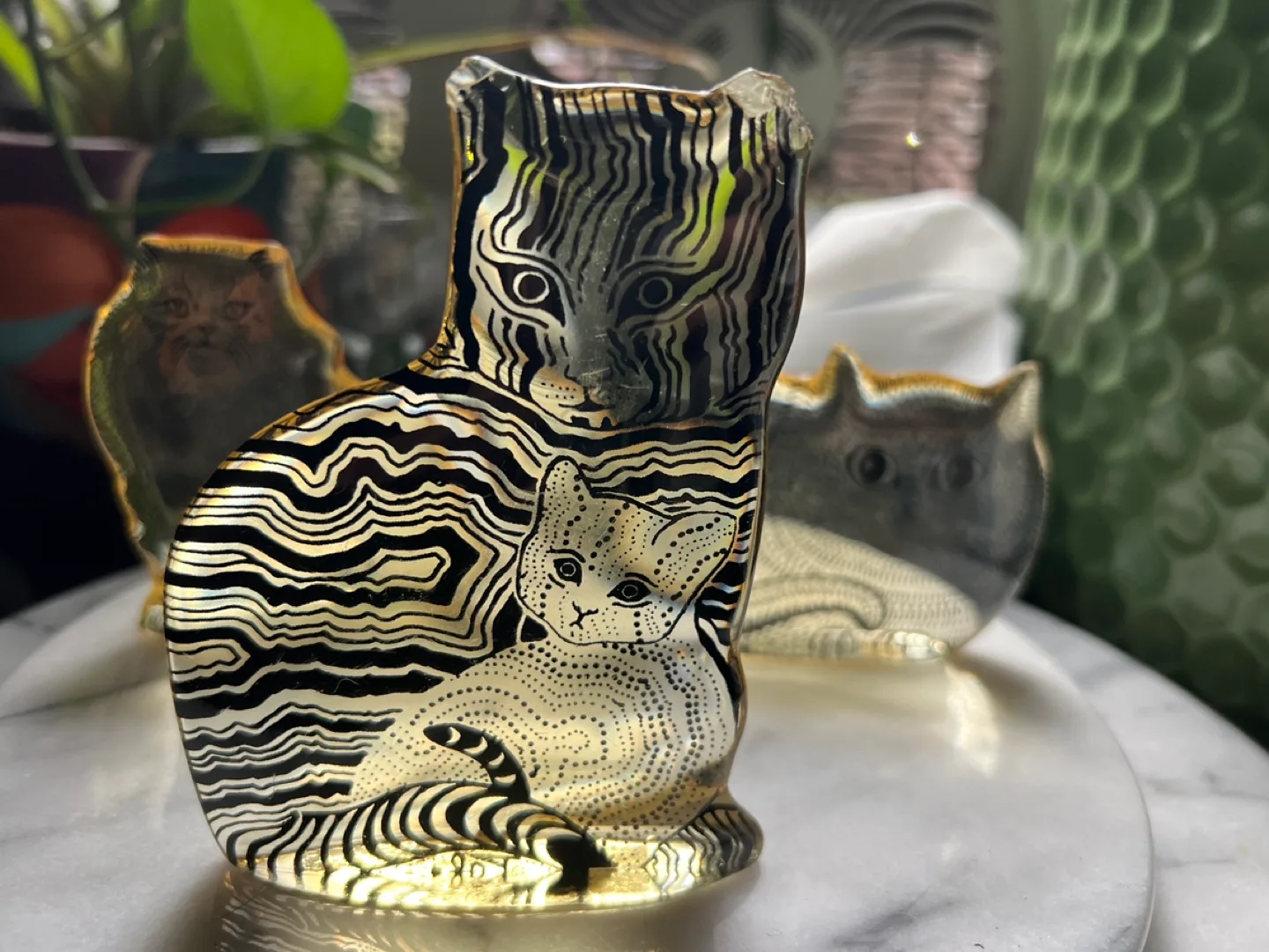 Vintage Lucite Cat Figurines x3 image indicator(3)