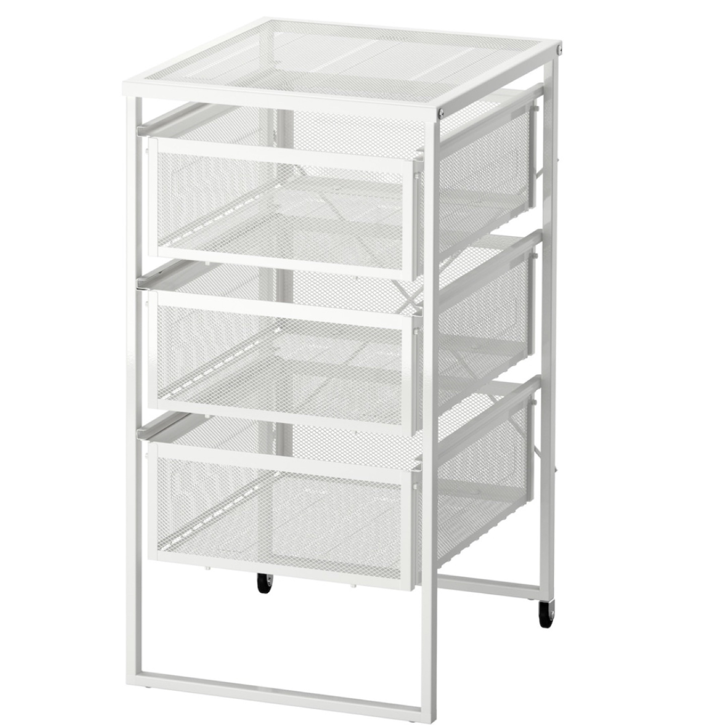 White Metal Rolling Storage Cart