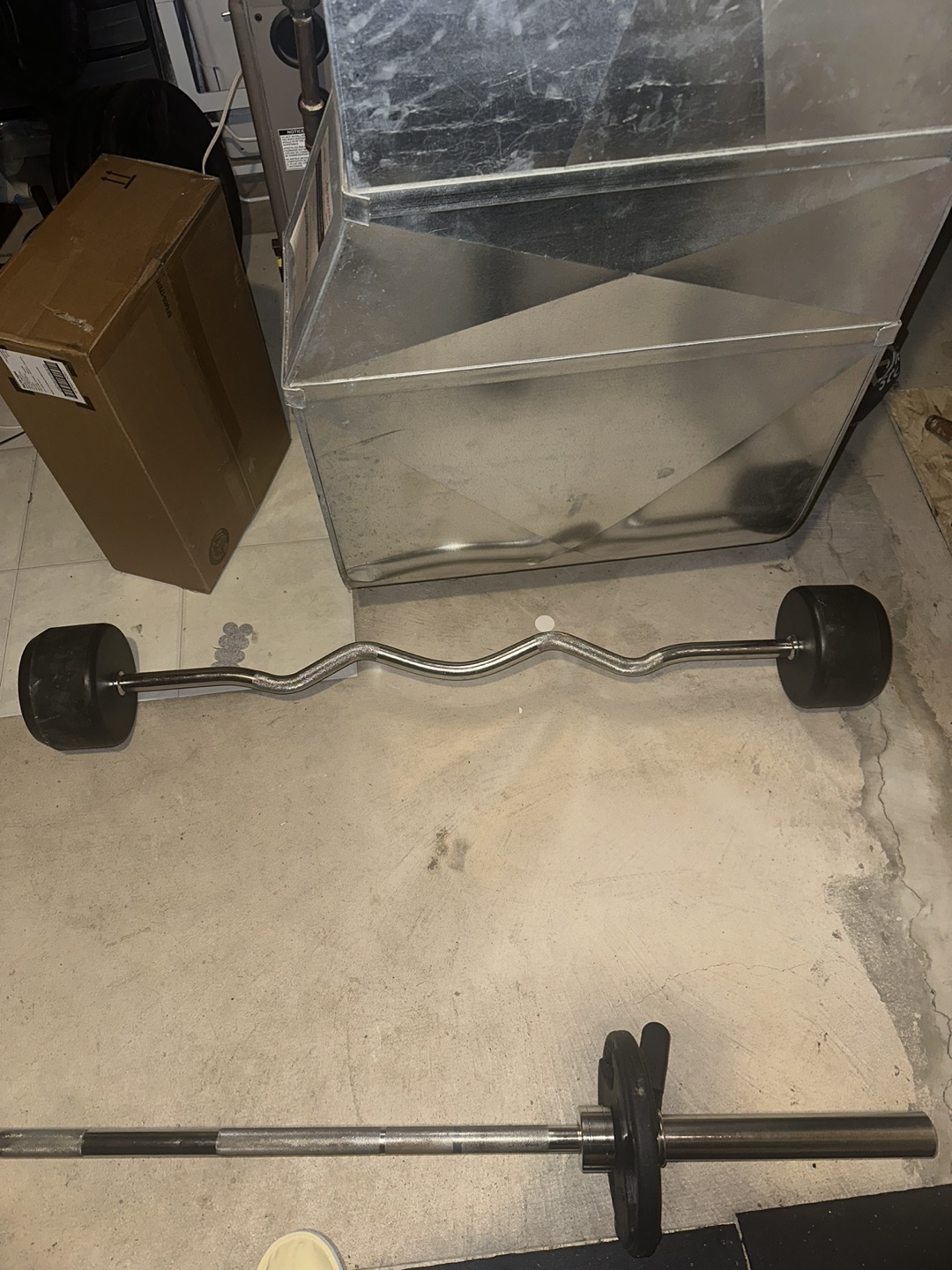 100 LB EZ Curl Weightlifting Barbell