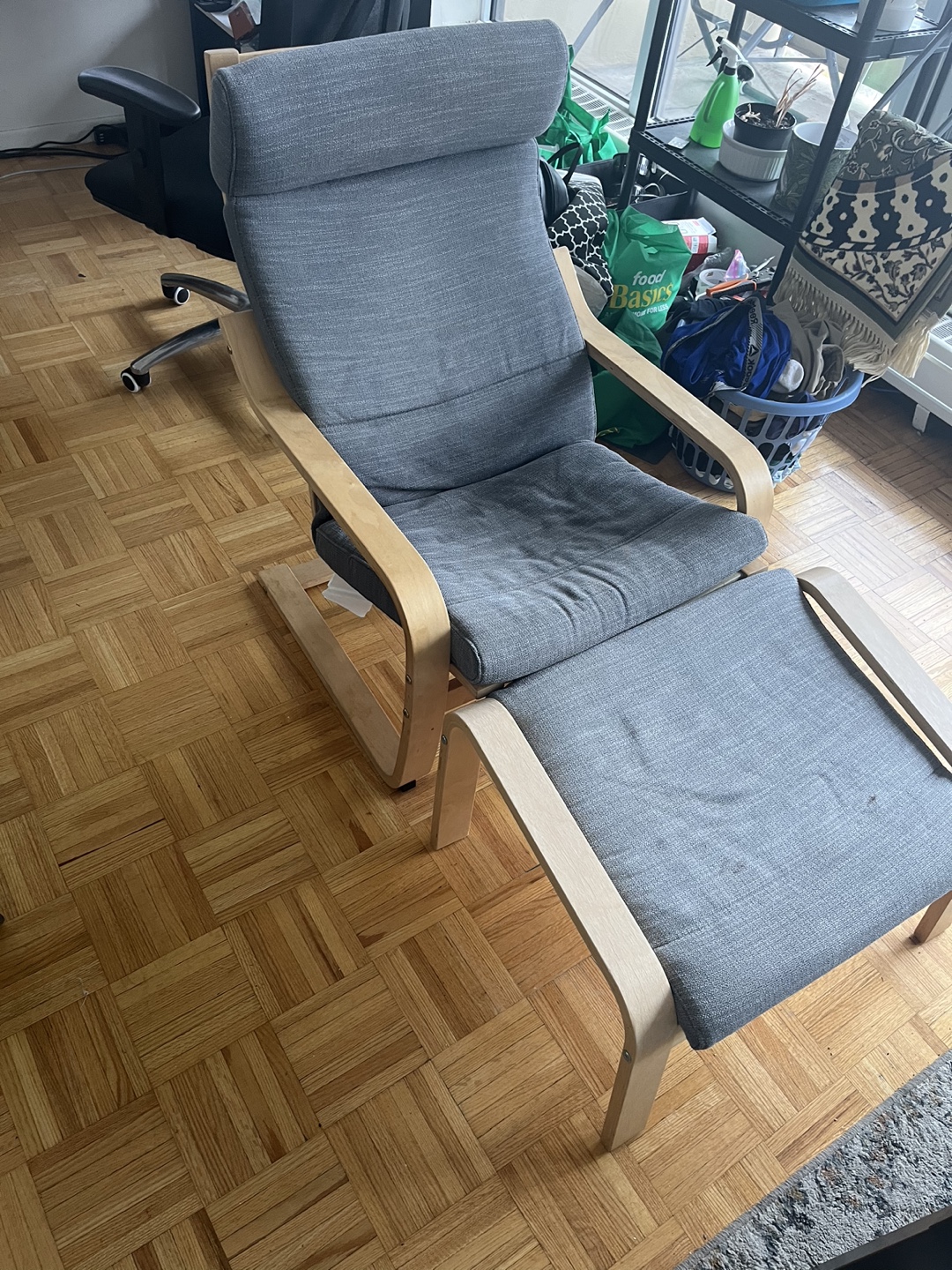 IKEA Poang armchair with footstool