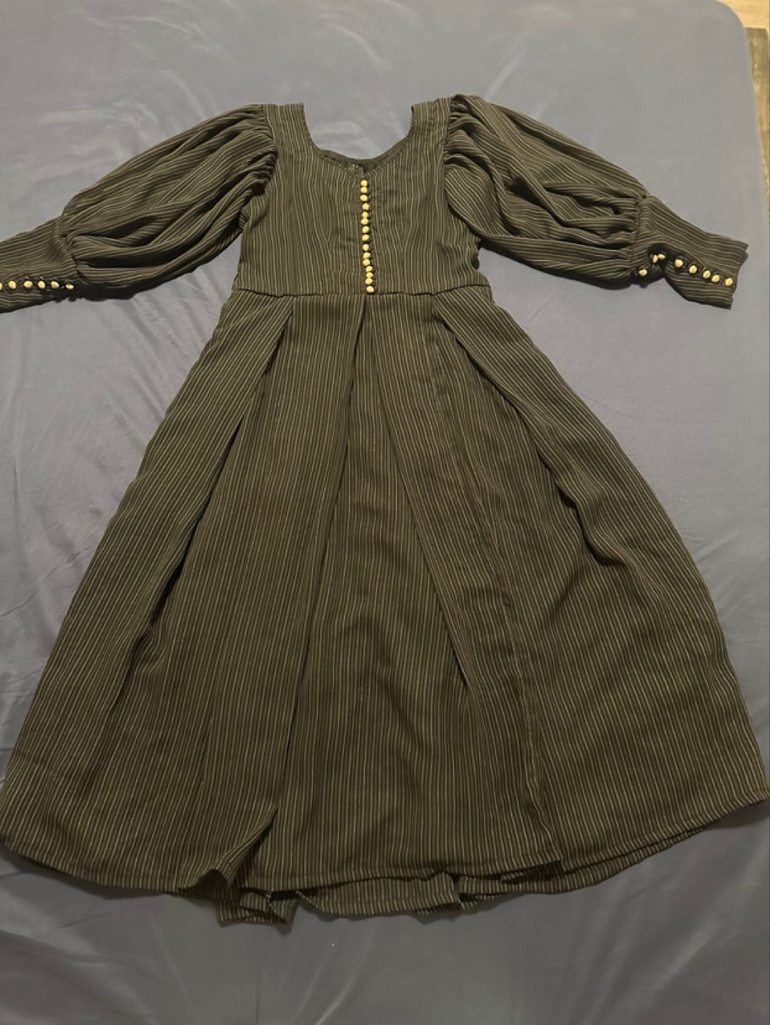 Striped Maxi Dress with Puff Sleeves