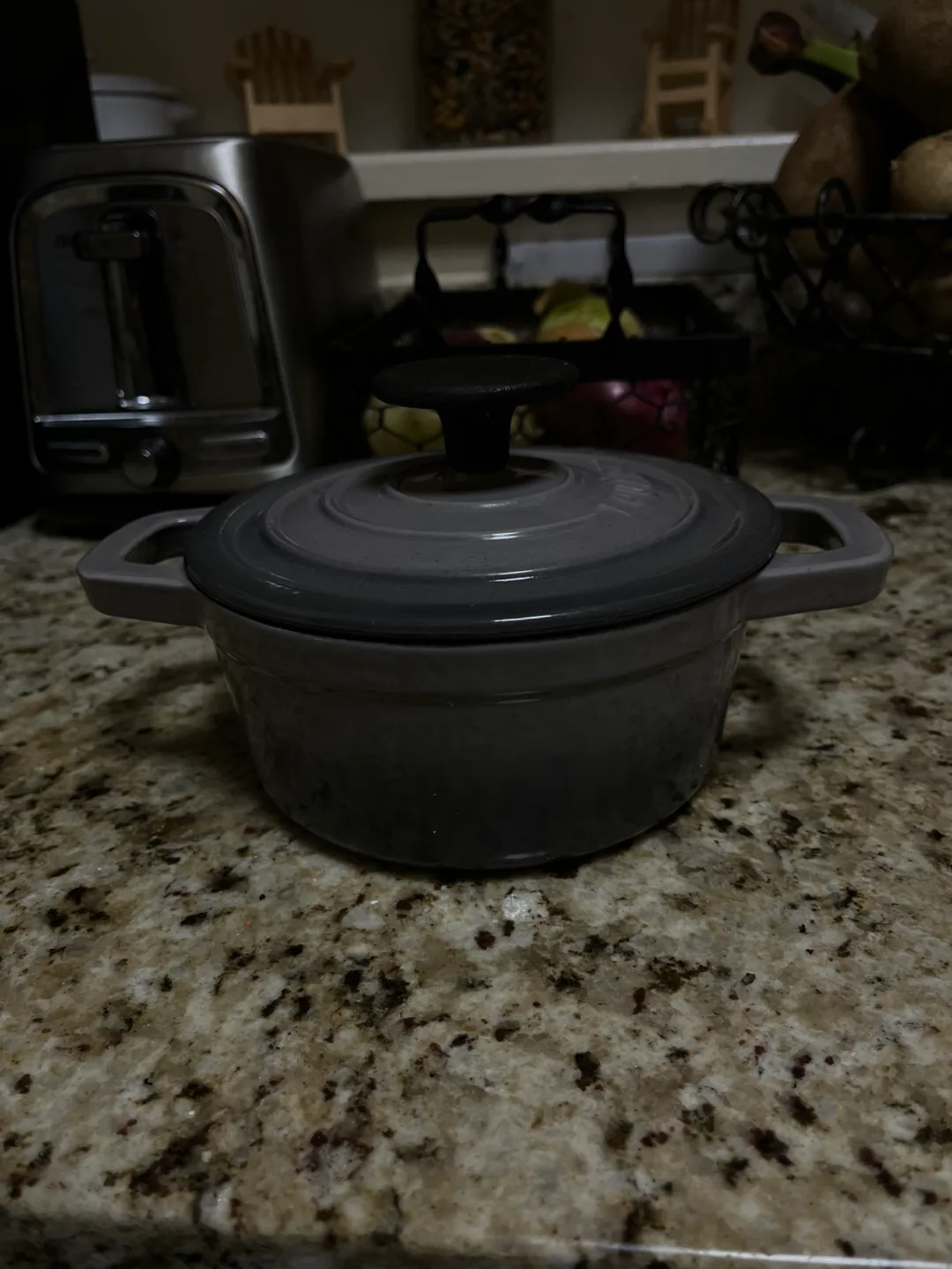 Small Gray Ceramic Pot with Lid thumbnail