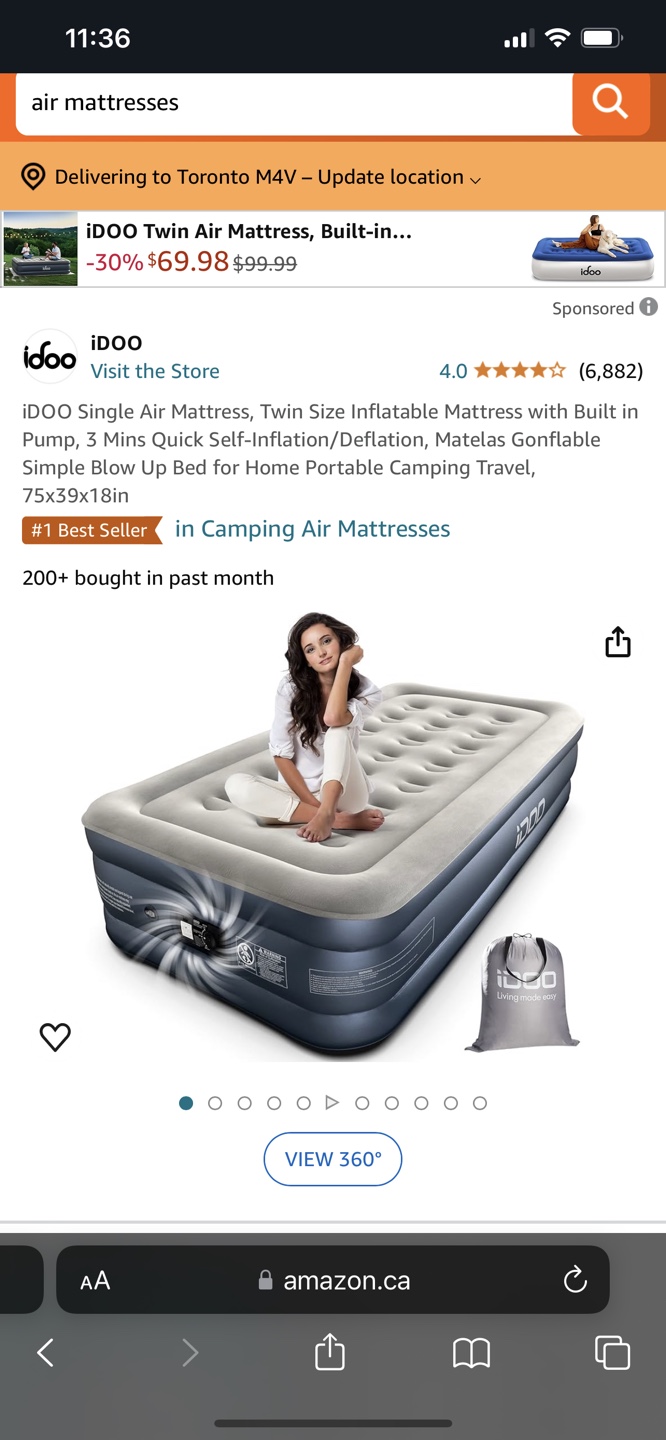 iDOO Twin Air Mattress, Built-in Pump
