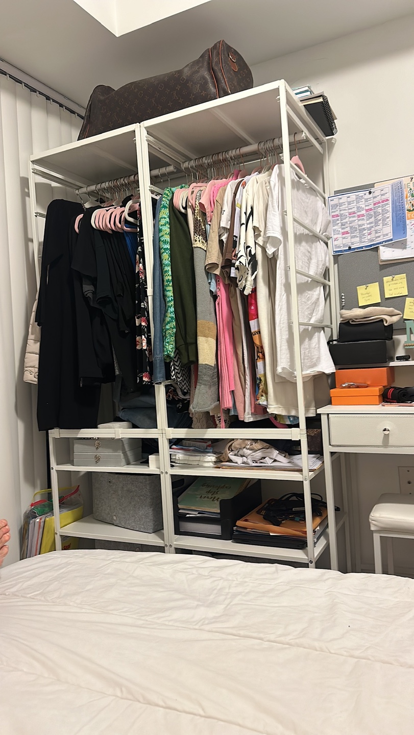 IKEA JONAXEL White Shelving Unit with Clothes Rail