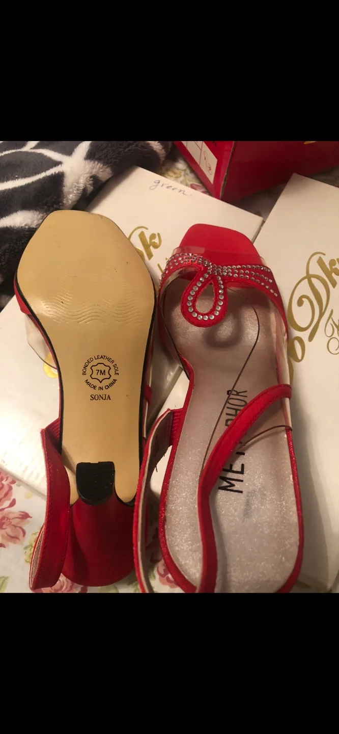 Red Satin Heels brand new each for $20 image indicator(5)