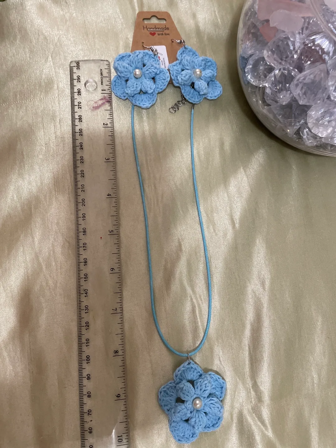 Crocheted Flower Necklace and Earrings Set #ThriftyPicks image indicator(2)