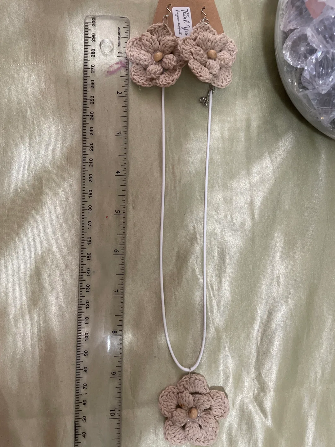 Crocheted Flower Necklace and Earrings Set #ThriftyPicks image indicator(5)