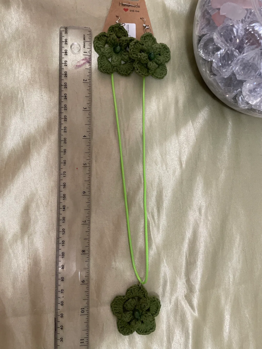 Crocheted Flower Necklace and Earrings Set #ThriftyPicks image indicator(4)