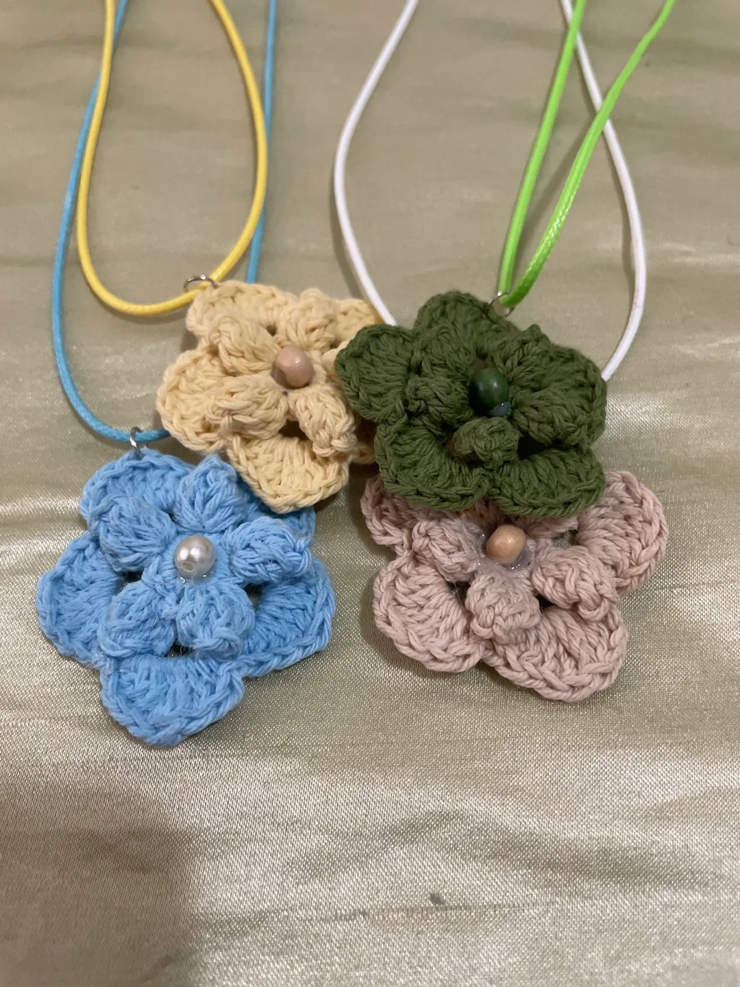 Crocheted Flower Necklace and Earrings Set #ThriftyPicks image indicator(7)