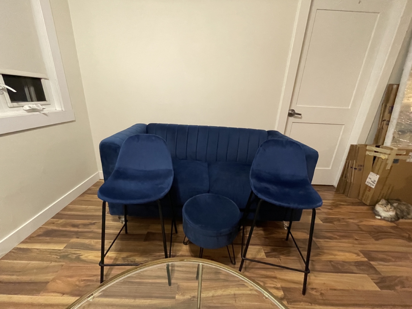2x Blue Velvet Bar Stools - photo 5