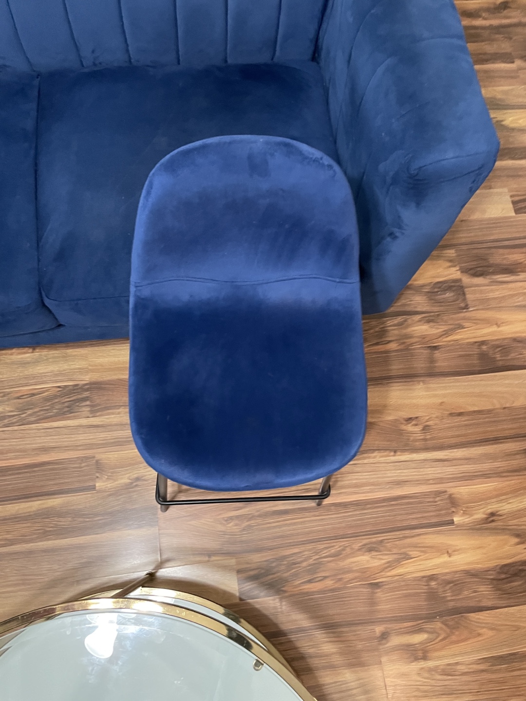2x Blue Velvet Bar Stools