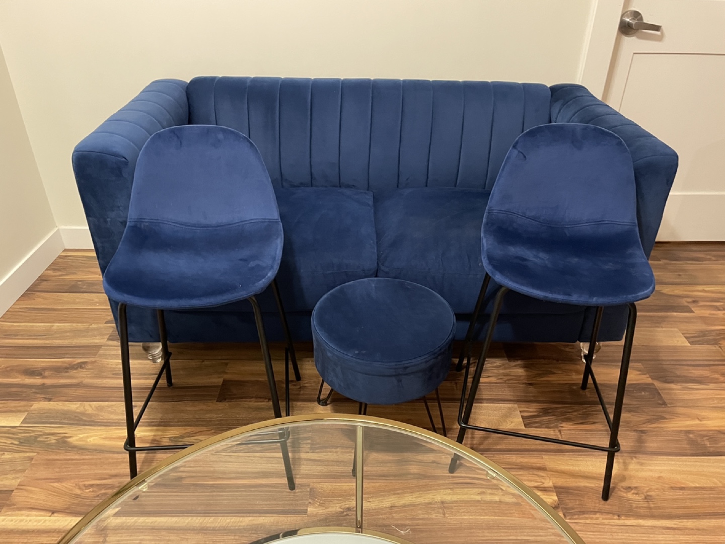 Blue Velvet Stool/Ottoman - photo 3