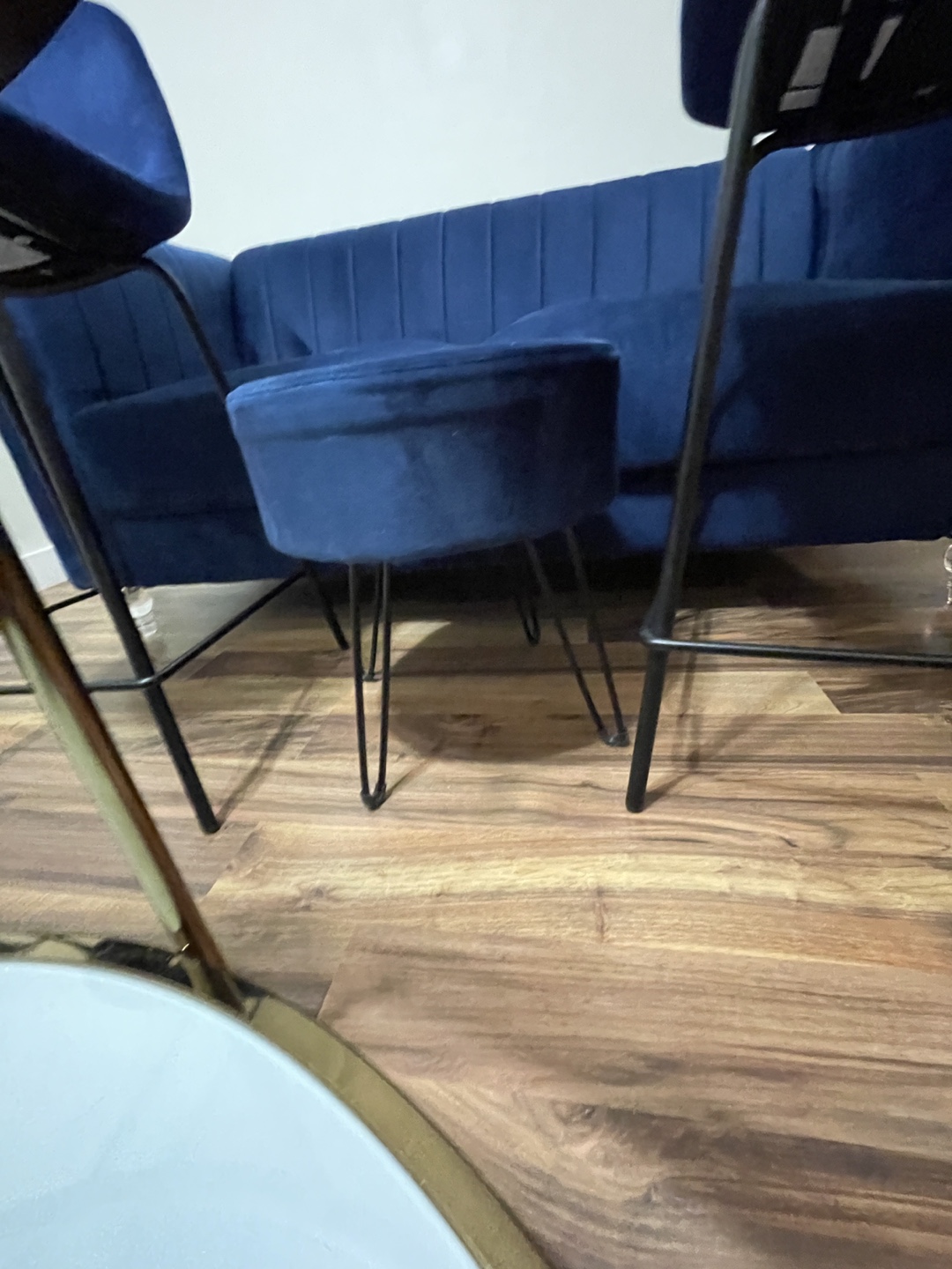 Blue Velvet Stool/Ottoman - photo 2