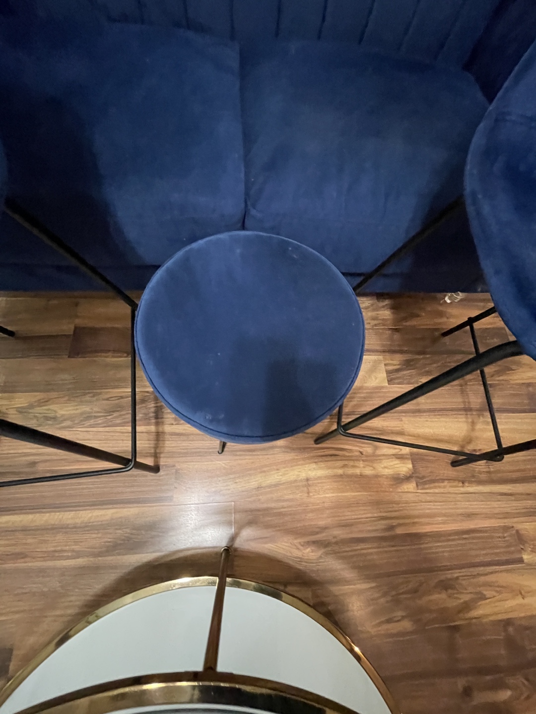 Blue Velvet Stool/Ottoman