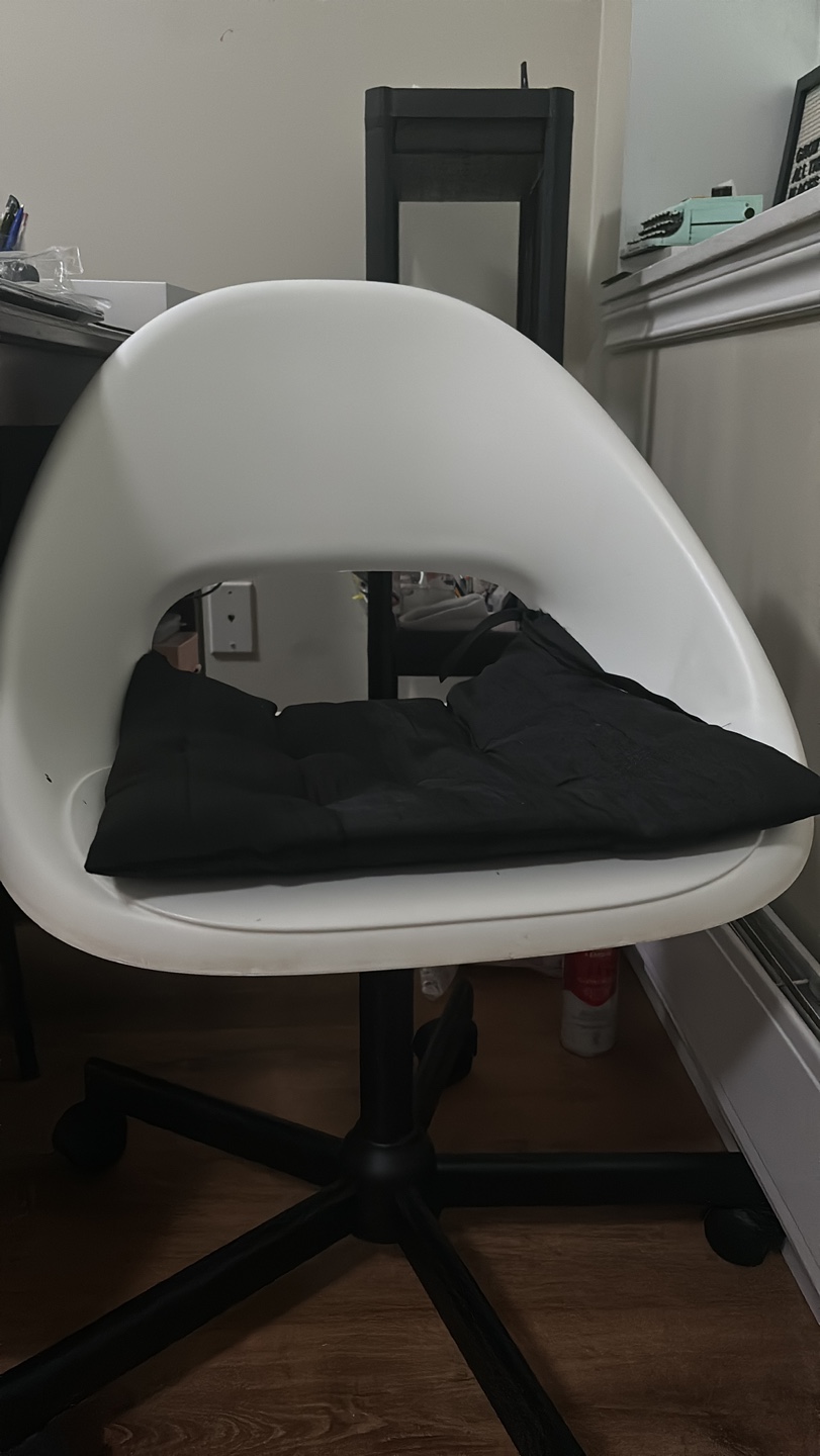 White Office Chair with Black Cushion