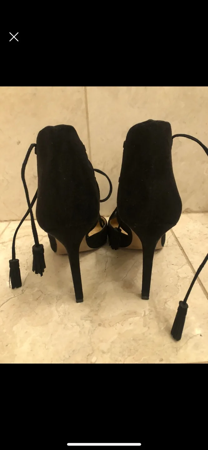 Black Velour Strappy Heels Size 9 image indicator(4)
