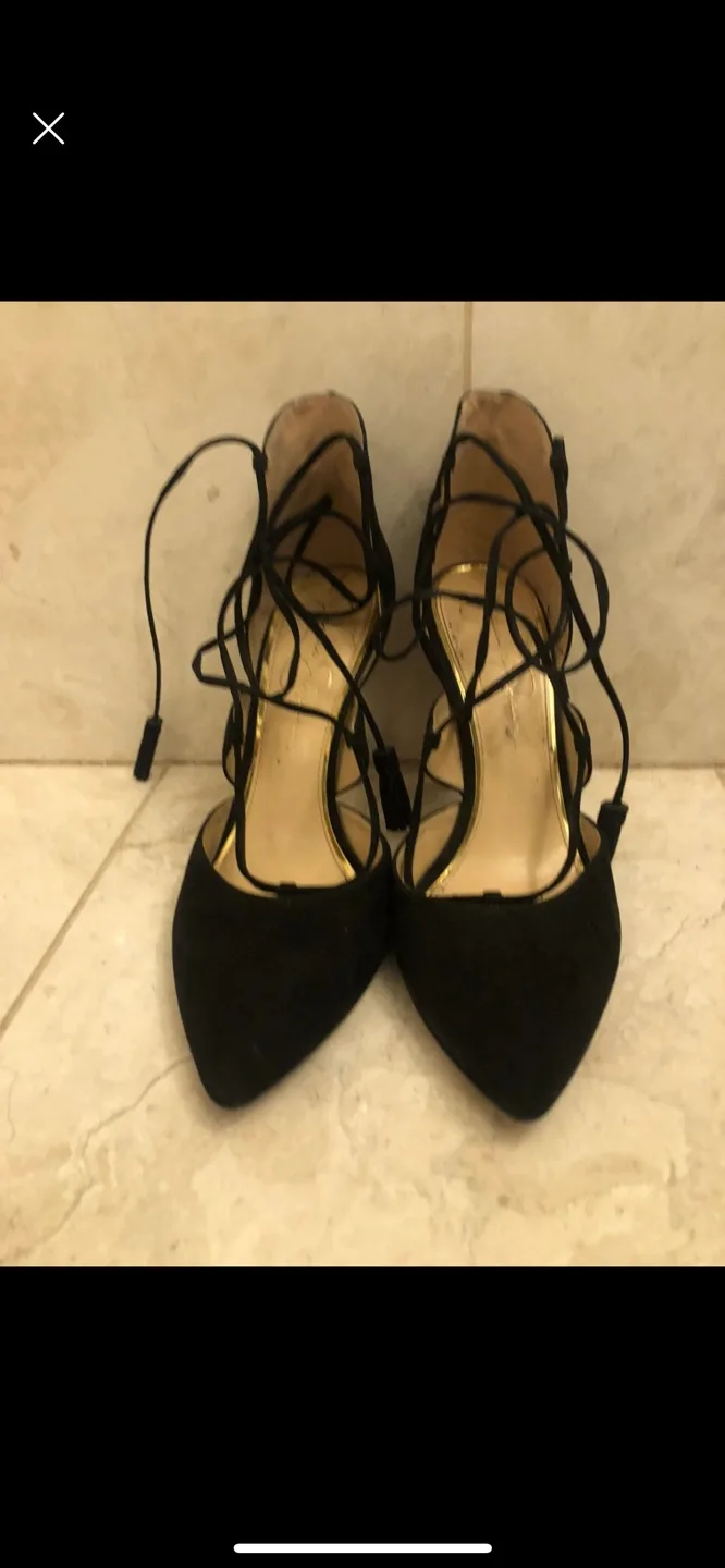 Black Velour Strappy Heels Size 9 image indicator(2)