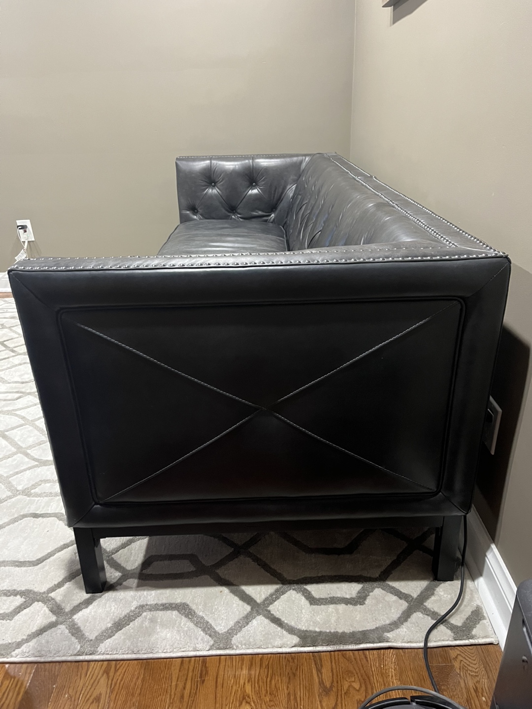 Luxury 3 SEATER real genuine tufted leather sofa 90 inch