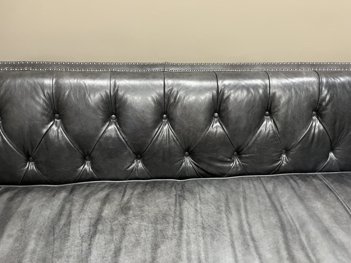 Luxury 3 SEATER real genuine tufted leather sofa 90 inch - photo 4