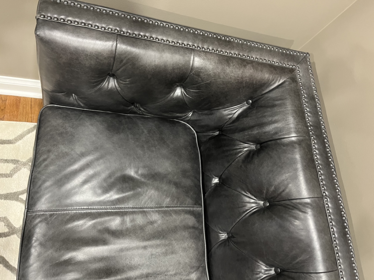 Luxury 3 SEATER real genuine tufted leather sofa 90 inch - photo 5