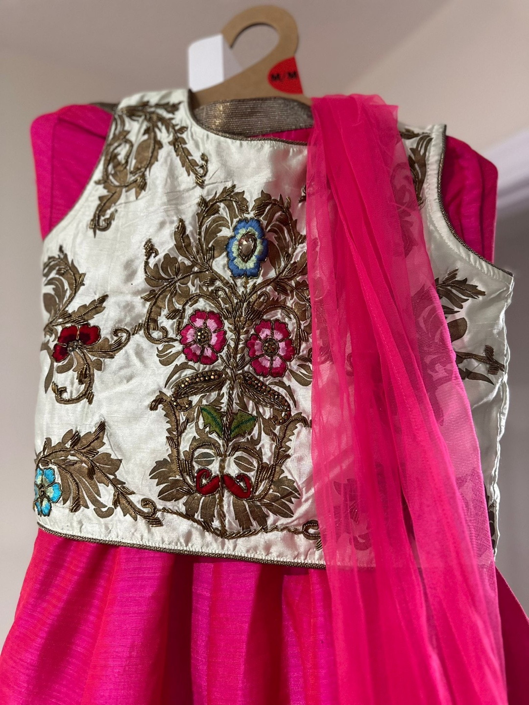 Girls Pink Lehenga Choli Set with Chunni