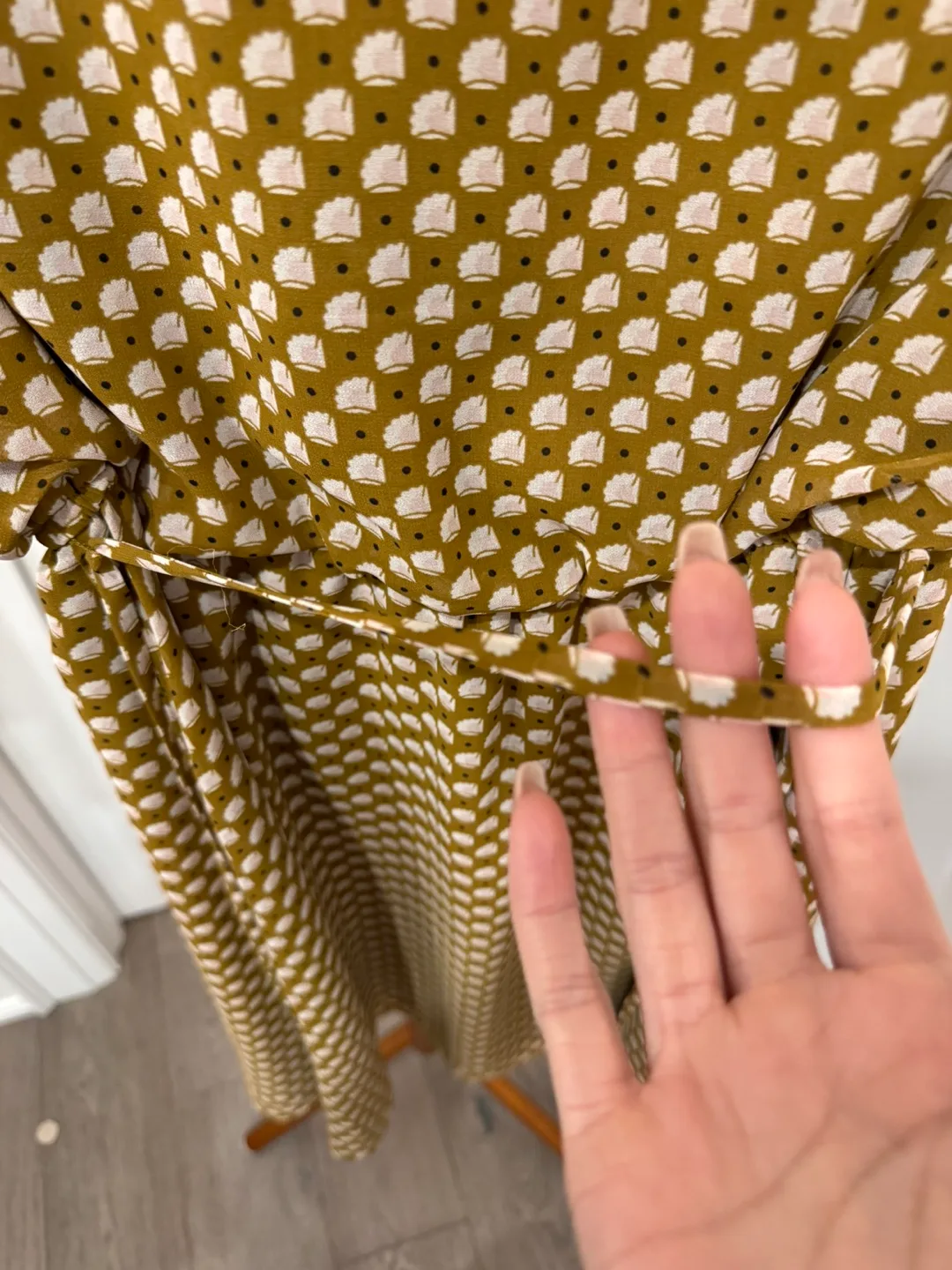 LOFT Mustard and White Print Dress image indicator(3)