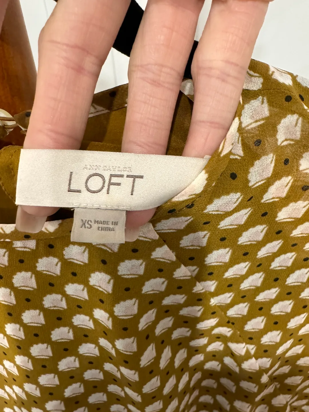 LOFT Mustard and White Print Dress image indicator(4)