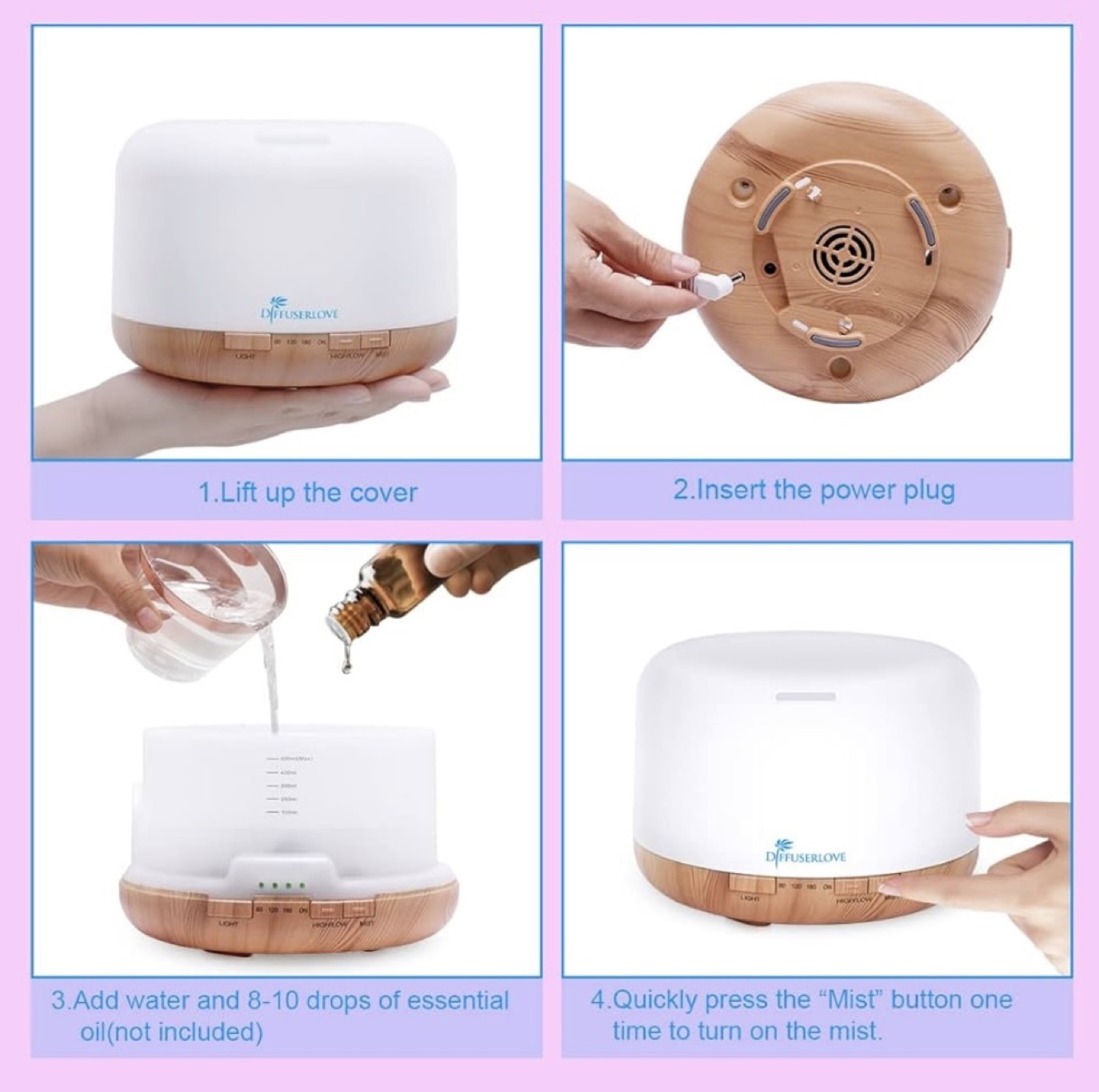 Diffuser with 7 Color LED Light and remote - photo 3
