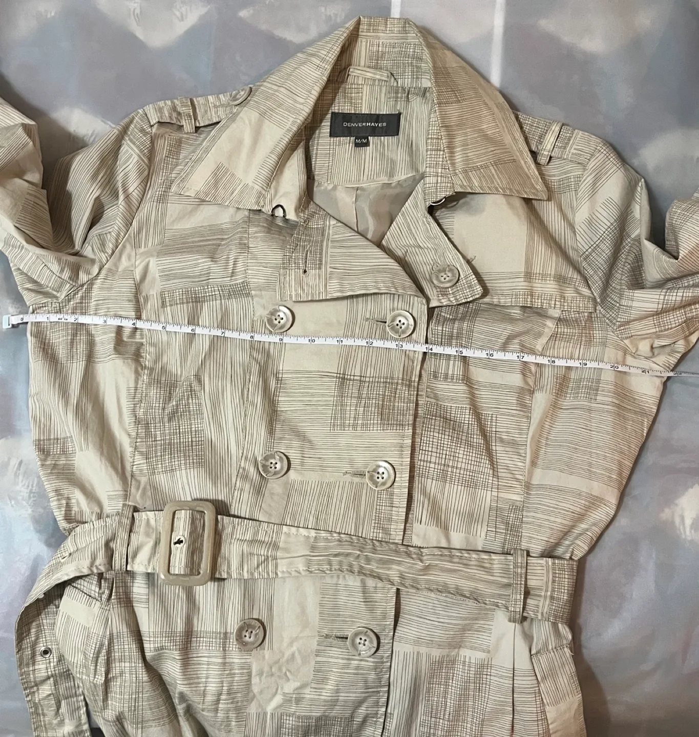 Denver Hayes trench style belted jacket, beige sz M image indicator(8)