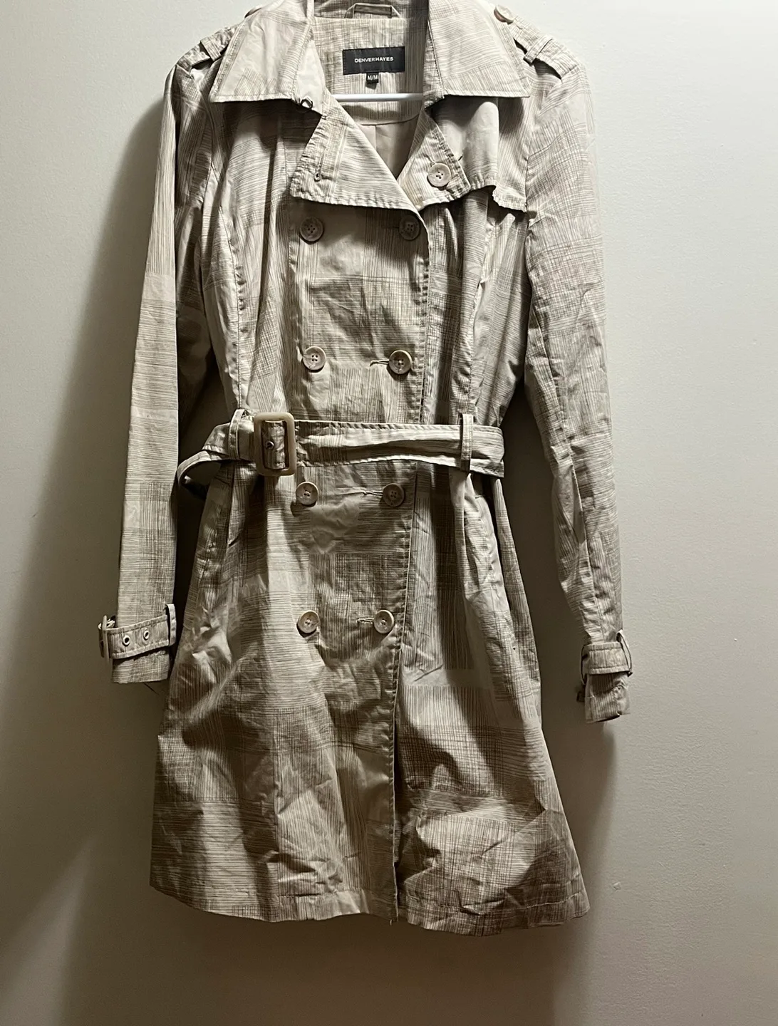 Denver Hayes trench style belted jacket, beige sz M image indicator(10)