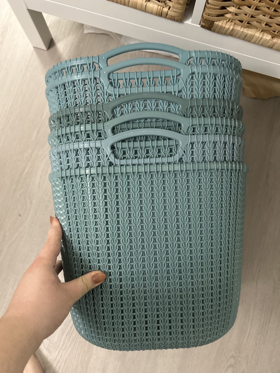 Teal Plastic Storage Baskets