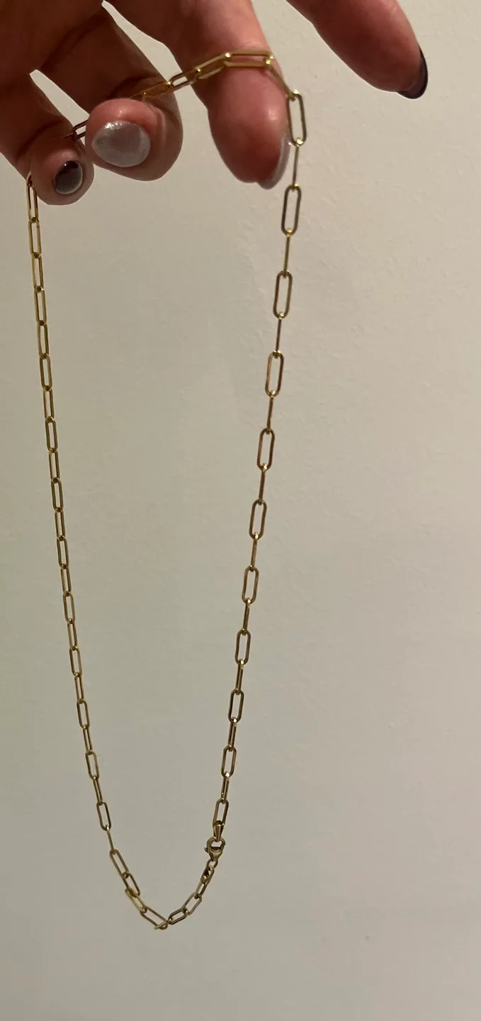 14K paper clip gold chain necklace image indicator(2)